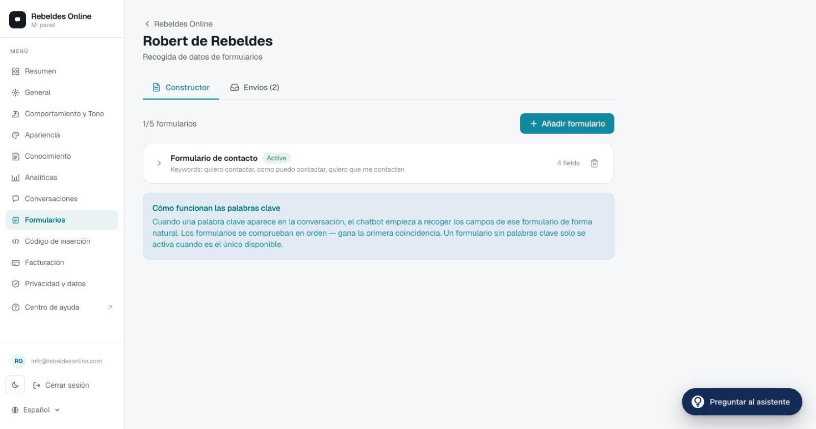 El constructor de formularios